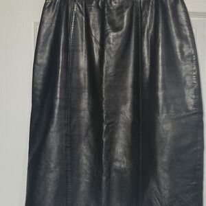Black Faux Leather Midi Skirt